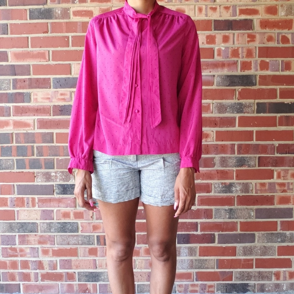 Vintage Pink Polka dot Blouse